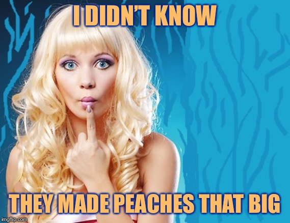ditzy blonde | I DIDN’T KNOW THEY MADE PEACHES THAT BIG | image tagged in ditzy blonde | made w/ Imgflip meme maker