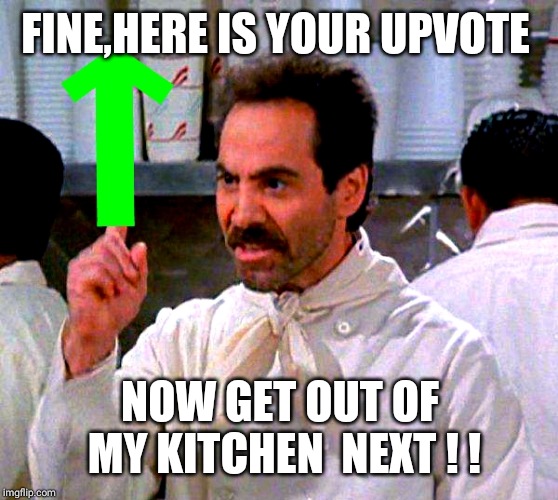 upvote for you | FINE,HERE IS YOUR UPVOTE NOW GET OUT OF MY KITCHEN  NEXT ! ! | image tagged in upvote for you | made w/ Imgflip meme maker