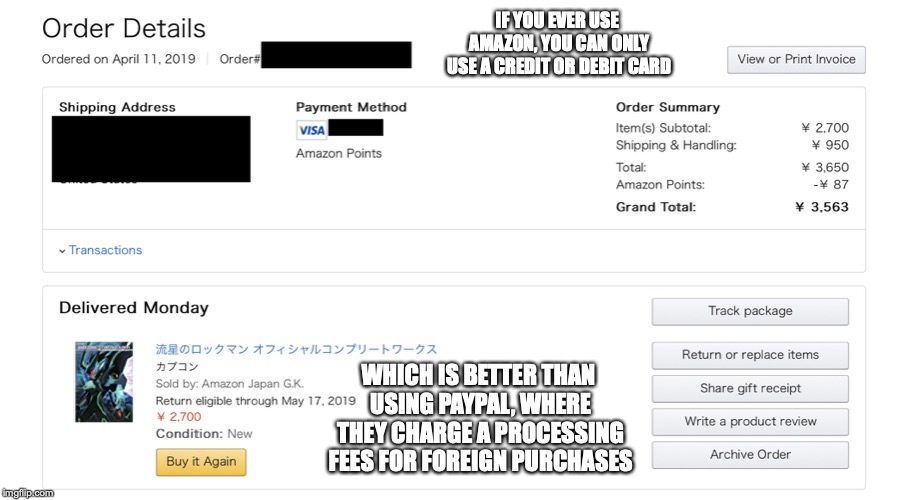 Amazon Japan Checkout Site | IF YOU EVER USE AMAZON, YOU CAN ONLY USE A CREDIT OR DEBIT CARD; WHICH IS BETTER THAN USING PAYPAL, WHERE THEY CHARGE A PROCESSING FEES FOR FOREIGN PURCHASES | image tagged in amazon,japan,memes | made w/ Imgflip meme maker