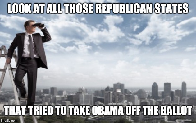 Looking for | LOOK AT ALL THOSE REPUBLICAN STATES THAT TRIED TO TAKE OBAMA OFF THE BALLOT | image tagged in looking for | made w/ Imgflip meme maker