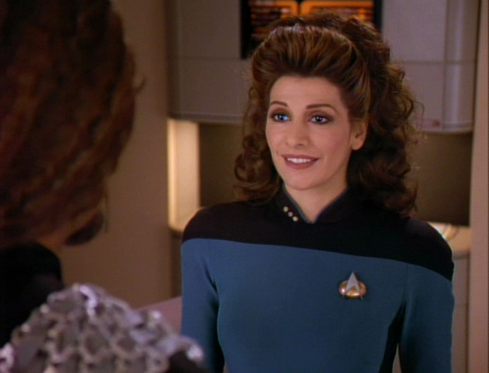 High Quality Counselor Troi Talking to Worf Blank Meme Template