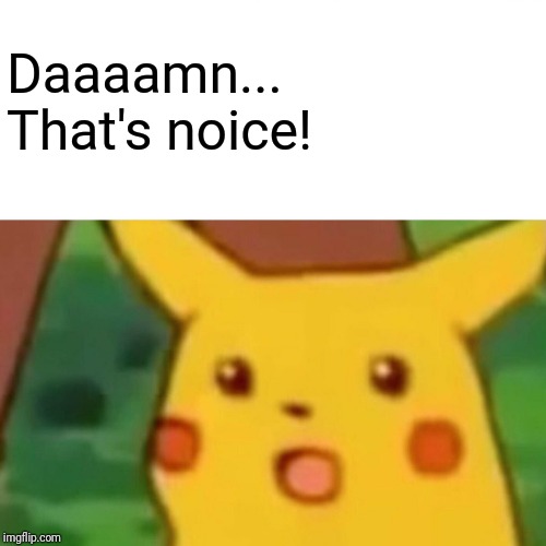 Surprised Pikachu Meme | Daaaamn... That's noice! | image tagged in memes,surprised pikachu | made w/ Imgflip meme maker