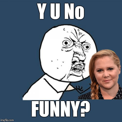Y U No | Y U No; FUNNY? | image tagged in memes,y u no,frontpage,amy schumer | made w/ Imgflip meme maker