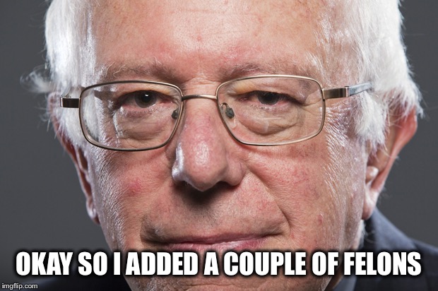 Bernie Sanders  | OKAY SO I ADDED A COUPLE OF FELONS | image tagged in bernie sanders | made w/ Imgflip meme maker