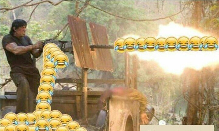 rambo shooting laughs Blank Meme Template