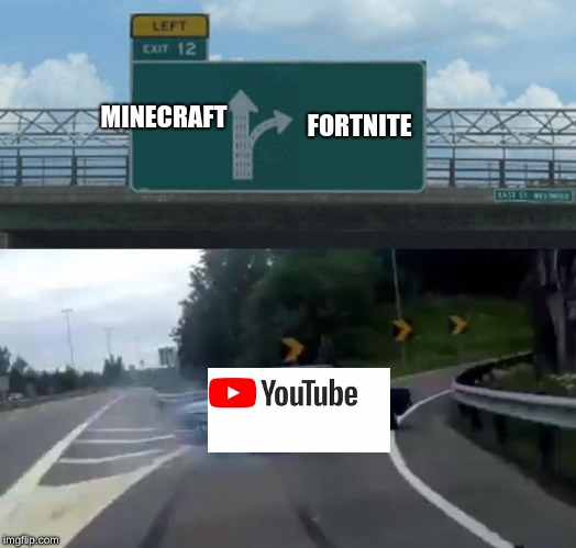 Left Exit 12 Off Ramp | MINECRAFT; FORTNITE | image tagged in memes,left exit 12 off ramp | made w/ Imgflip meme maker