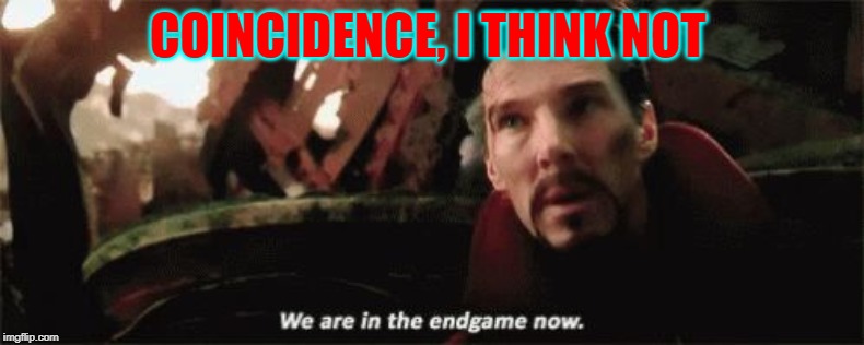 We're in the endgame now | COINCIDENCE, I THINK NOT | image tagged in we're in the endgame now | made w/ Imgflip meme maker