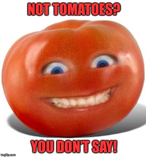 Tomato | NOT TOMATOES? YOU DON’T SAY! | image tagged in tomato | made w/ Imgflip meme maker