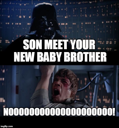 Star Wars No | SON MEET YOUR NEW BABY BROTHER; NOOOOOOOOOOOOOOOOOOOO! | image tagged in memes,star wars no | made w/ Imgflip meme maker