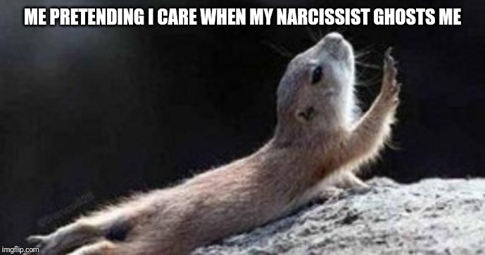friday squirrel | ME PRETENDING I CARE WHEN MY NARCISSIST GHOSTS ME | image tagged in friday squirrel | made w/ Imgflip meme maker