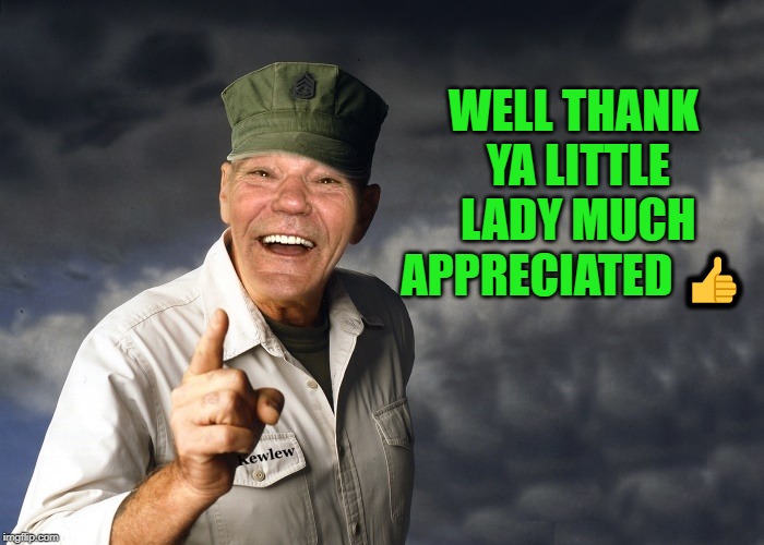 kewlew | WELL THANK YA LITTLE LADY MUCH APPRECIATED ? | image tagged in kewlew | made w/ Imgflip meme maker