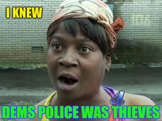 Ain't Nobody Got Time for That | I KNEW DEMS POLICE WAS THIEVES | image tagged in ain't nobody got time for that | made w/ Imgflip meme maker