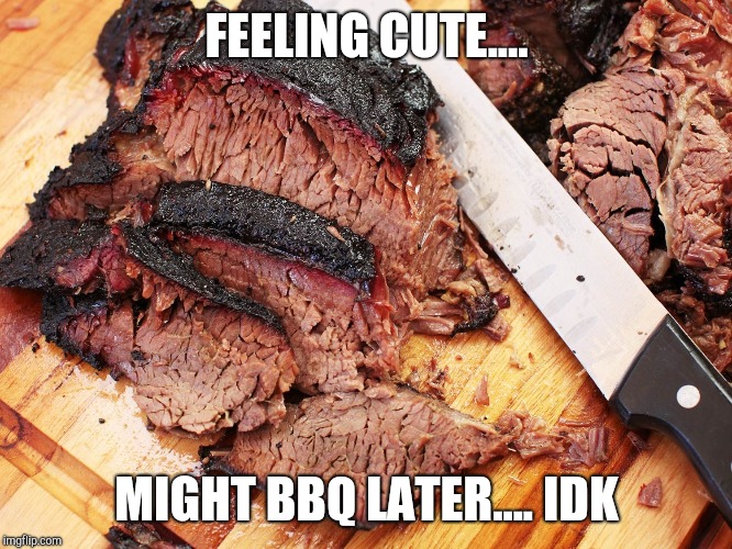 FEELING CUTE.... MIGHT BBQ LATER.... IDK | image tagged in bbq | made w/ Imgflip meme maker