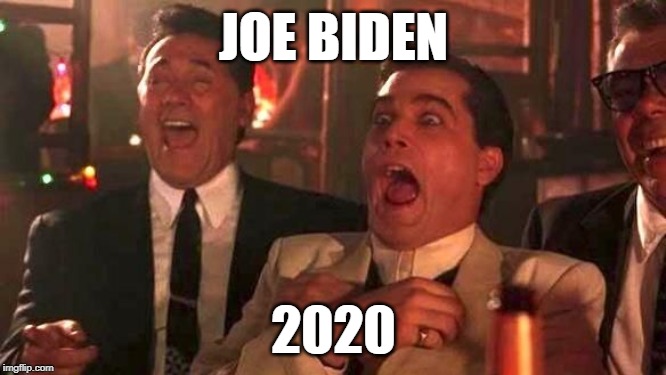 Goodfellas LOL Biden 2020 | JOE BIDEN; 2020 | image tagged in ray liotta laughing in goodfellas 2/2,joe biden,election 2020,democracy,politics lol,good times | made w/ Imgflip meme maker