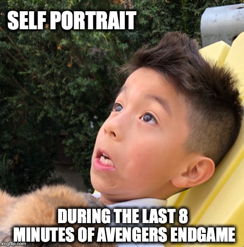 Endgame | SELF PORTRAIT; DURING THE LAST 8 MINUTES OF AVENGERS ENDGAME | image tagged in avengers,endgame,avengers endgame,marvel,the avengers,avengers 4 | made w/ Imgflip meme maker