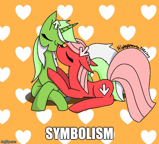 Upvote Pony X Downvote Pony | SYMBOLISM | image tagged in upvote pony x downvote pony,mlp fim,art | made w/ Imgflip meme maker