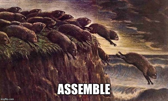 Lemming level blind | ASSEMBLE | image tagged in lemming level blind | made w/ Imgflip meme maker