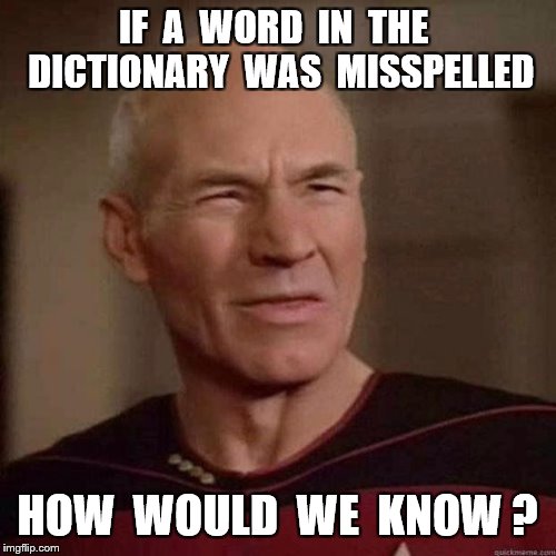 IF  A  WORD  IN  THE  DICTIONARY  WAS  MISSPELLED HOW  WOULD  WE  KNOW ? | made w/ Imgflip meme maker
