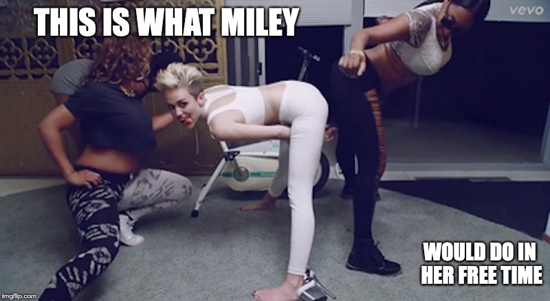 We Can't Stop Twerking Scene | THIS IS WHAT MILEY; WOULD DO IN HER FREE TIME | image tagged in we can't stop,miley cyrus,memes,twerking,music,singer | made w/ Imgflip meme maker