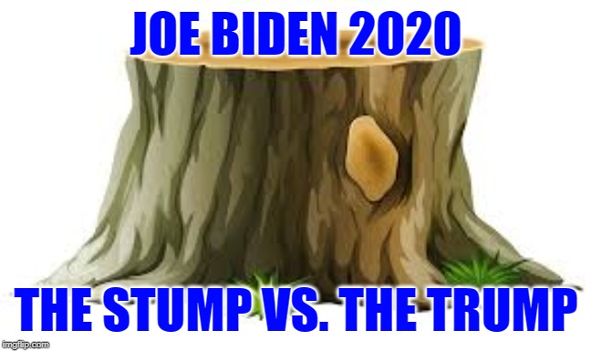 Joe Biden 2020 Stump | JOE BIDEN 2020; THE STUMP VS. THE TRUMP | image tagged in stump,joe biden,politics lol,trump 2020,democracy,political meme | made w/ Imgflip meme maker