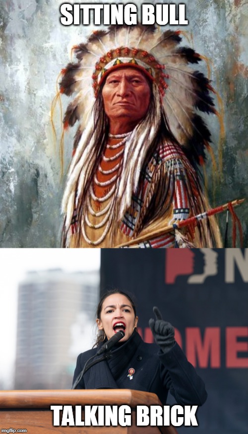 Names | SITTING BULL; TALKING BRICK | image tagged in politics,alexandria ocasio-cortez,native american | made w/ Imgflip meme maker