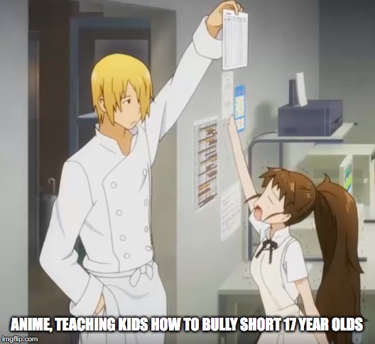 No Bullying Taneshima | ANIME, TEACHING KIDS HOW TO BULLY SHORT 17 YEAR OLDS | image tagged in anime,bullying,cute girl | made w/ Imgflip meme maker