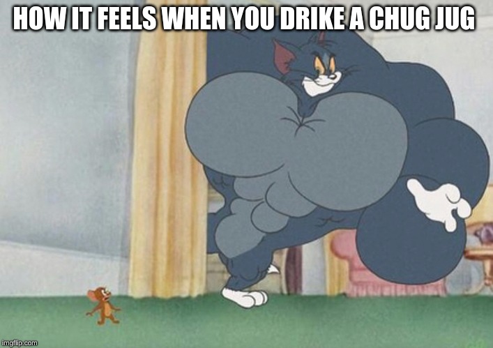 tom and jerry | HOW IT FEELS WHEN YOU DRINK A CHUG JUG | image tagged in tom and jerry | made w/ Imgflip meme maker