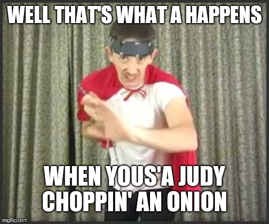 WELL THAT'S WHAT A HAPPENS WHEN YOUS'A JUDY CHOPPIN' AN ONION | made w/ Imgflip meme maker