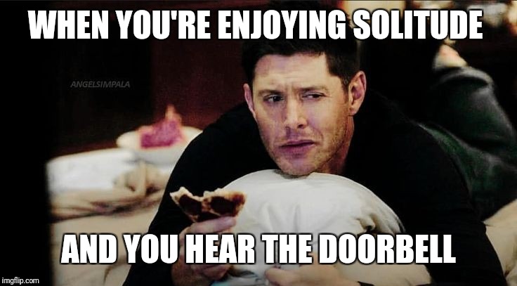 WHEN YOU'RE ENJOYING SOLITUDE; AND YOU HEAR THE DOORBELL | image tagged in duvet days,solitude,y u no leave me alone,study break | made w/ Imgflip meme maker