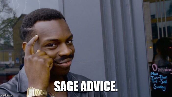Roll Safe Think About It Meme | SAGE ADVICE. | image tagged in memes,roll safe think about it | made w/ Imgflip meme maker