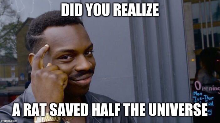 Roll Safe Think About It Meme | DID YOU REALIZE; A RAT SAVED HALF THE UNIVERSE | image tagged in memes,roll safe think about it | made w/ Imgflip meme maker