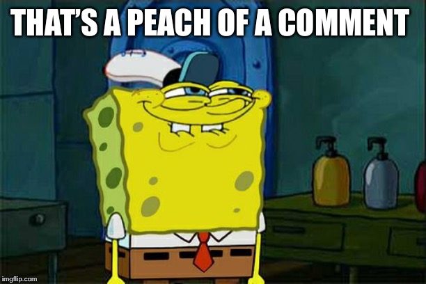 Don't You Squidward Meme | THAT’S A PEACH OF A COMMENT | image tagged in memes,dont you squidward | made w/ Imgflip meme maker