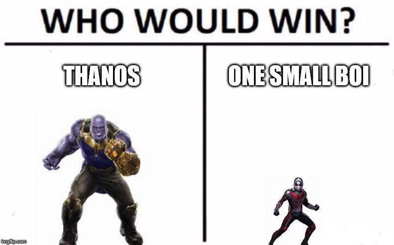 Who Would Win? Meme | THANOS; ONE SMALL BOI | image tagged in memes,who would win | made w/ Imgflip meme maker
