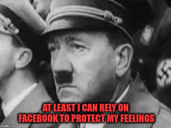 Sad Hitler | AT LEAST I CAN RELY ON FACEBOOK TO PROTECT MY FEELINGS | image tagged in sad hitler | made w/ Imgflip meme maker