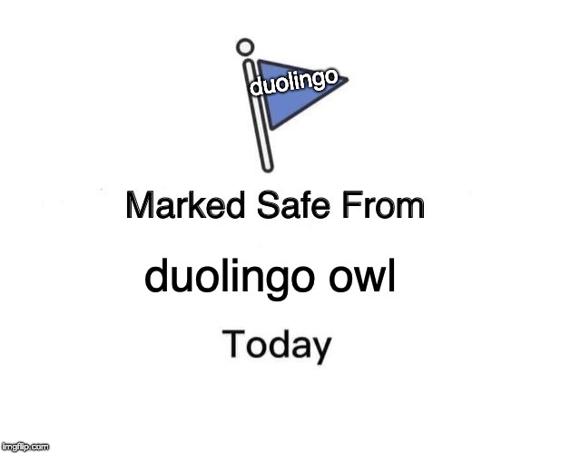Marked Safe From | duolingo; duolingo owl | image tagged in memes,marked safe from | made w/ Imgflip meme maker