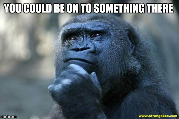 Deep Thoughts | YOU COULD BE ON TO SOMETHING THERE | image tagged in deep thoughts | made w/ Imgflip meme maker