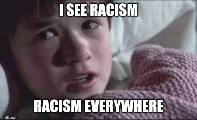 I See Dead People Meme | I SEE RACISM RACISM EVERYWHERE | image tagged in memes,i see dead people | made w/ Imgflip meme maker