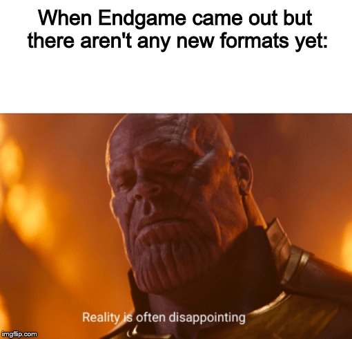 Reality is often dissapointing | When Endgame came out but there aren't any new formats yet: | image tagged in reality is often dissapointing | made w/ Imgflip meme maker