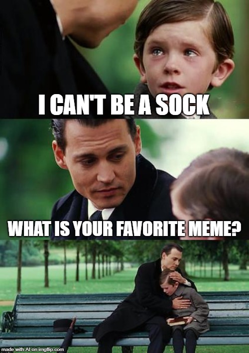 Finding Neverland Meme | I CAN'T BE A SOCK; WHAT IS YOUR FAVORITE MEME? | image tagged in memes,finding neverland | made w/ Imgflip meme maker