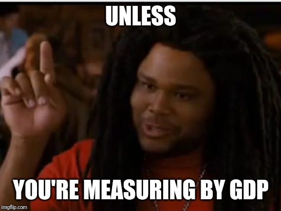 unless you a  | UNLESS YOU'RE MEASURING BY GDP | image tagged in unless you a | made w/ Imgflip meme maker