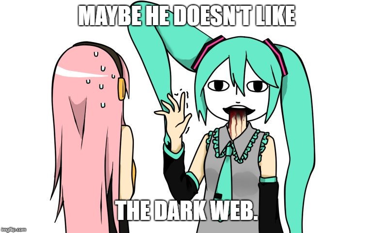 MAYBE HE DOESN'T LIKE THE DARK WEB. | made w/ Imgflip meme maker