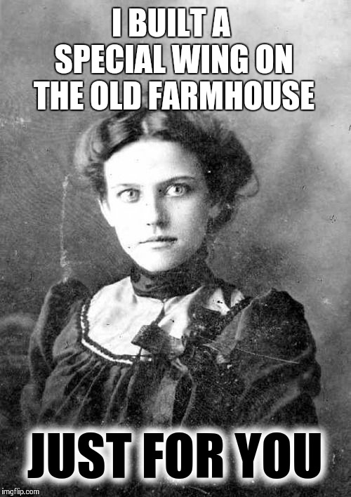 Old Timey OAG | I BUILT A SPECIAL WING ON THE OLD FARMHOUSE; JUST FOR YOU | image tagged in old timey oag,memes,overly attached girlfriend,frontpage | made w/ Imgflip meme maker