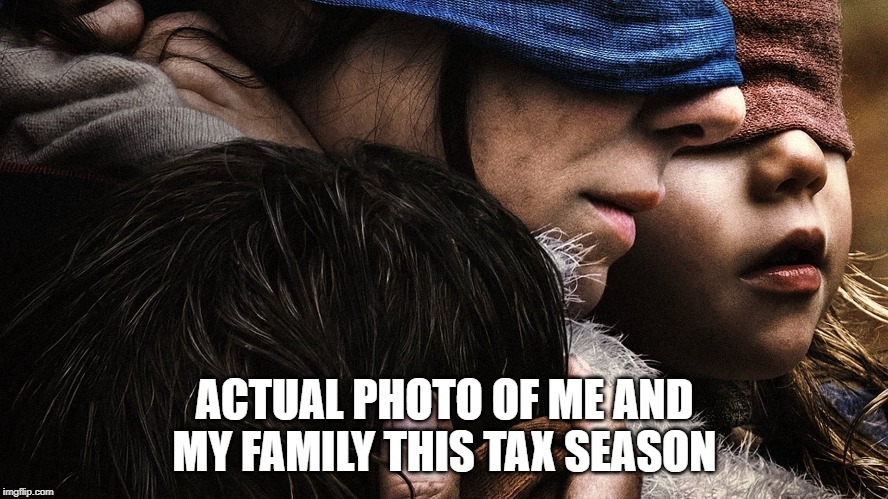 image tagged in bird box,taxes | made w/ Imgflip meme maker