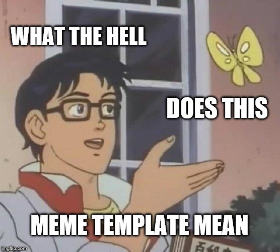 Is This A Pigeon Meme | WHAT THE HELL; DOES THIS; MEME TEMPLATE MEAN | image tagged in memes,is this a pigeon | made w/ Imgflip meme maker