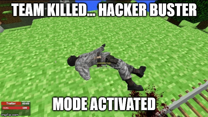 TEAM KILLED...
HACKER BUSTER; MODE ACTIVATED | made w/ Imgflip meme maker