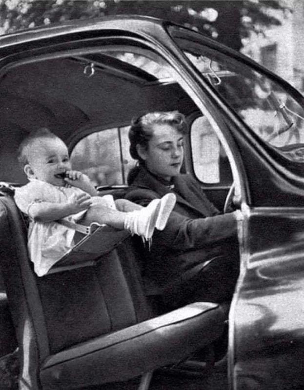 Baby Riding in Front Seat (circa: 1953) Blank Meme Template