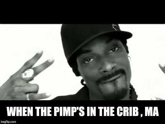 snoop drop it like it's hot | WHEN THE PIMP'S IN THE CRIB , MA | image tagged in snoop drop it like it's hot | made w/ Imgflip meme maker