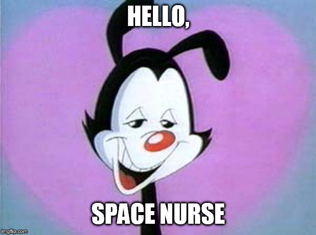Yakko Hello Nurse | HELLO, SPACE NURSE | image tagged in yakko hello nurse | made w/ Imgflip meme maker