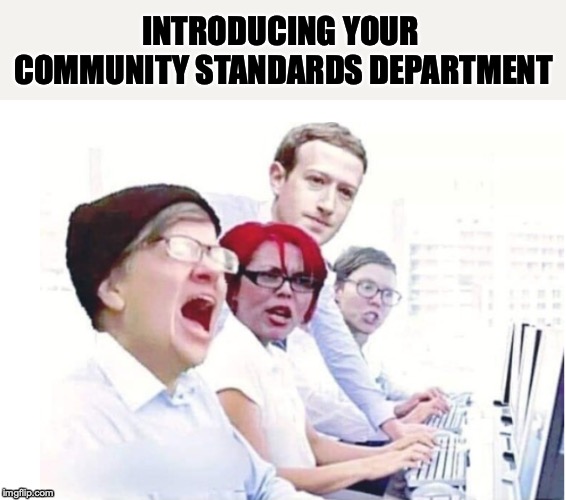 Please be Overly Sensitive To The Feelings Of Others When You Post Online | INTRODUCING YOUR COMMUNITY STANDARDS DEPARTMENT | image tagged in censorship,facebook,mark zuckerberg,moderators,overly sensitive,sjws | made w/ Imgflip meme maker