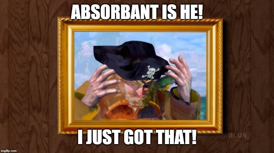 Spongebob Pirate 4D | ABSORBANT IS HE! I JUST GOT THAT! | image tagged in spongebob pirate 4d | made w/ Imgflip meme maker